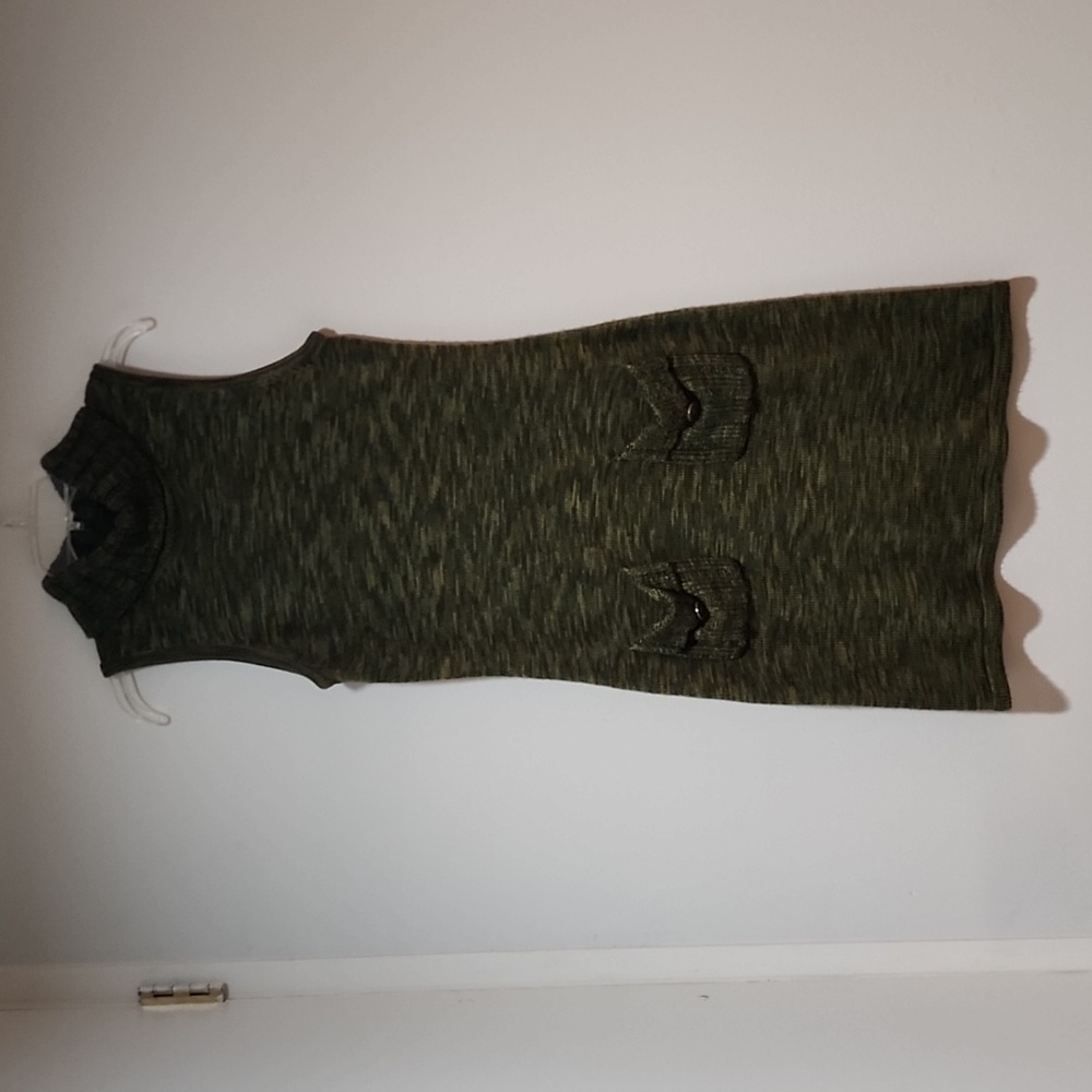 Ladie's Vintage Calvin Klein Olive Green, Brown and Blue knit Dress M